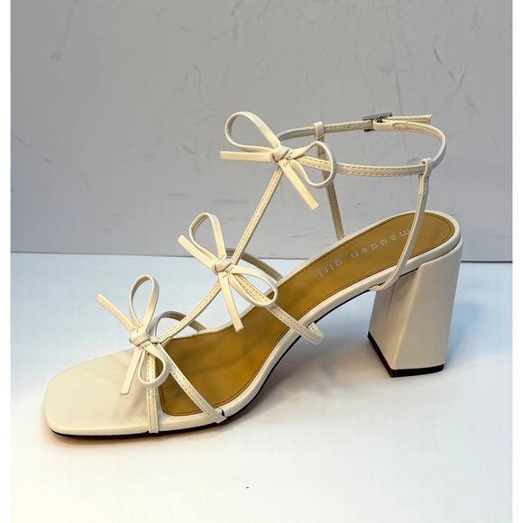 Madden Girl Lovely Bow Strappy Block-Heel Dress Sandals 9.5 White NWT/BOX - Picture 6 of 10